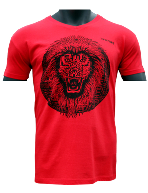 beau-T-shirt-Biologique-Lion-Roar-rouge-Marque-Myfuture-Moyen Gamme-Made-In-France-01